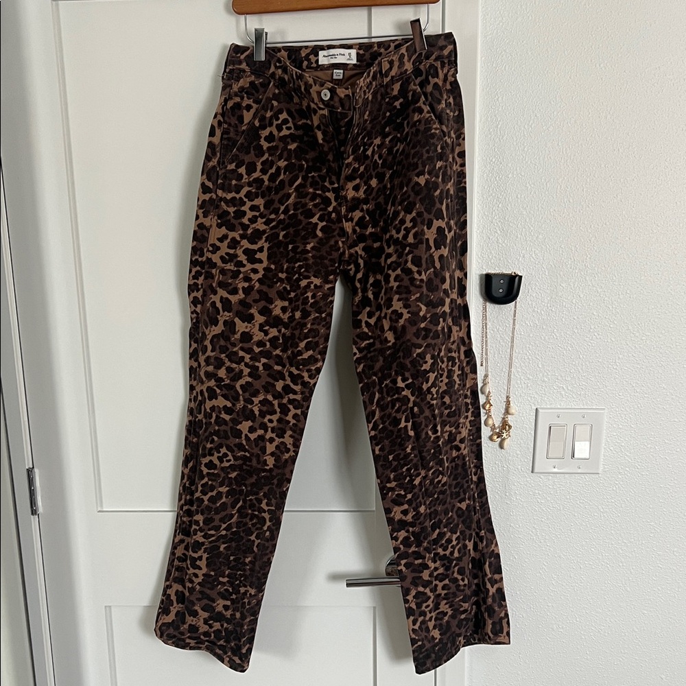 Abercrombie & Fitch Tan and Brown Animal Print Pants